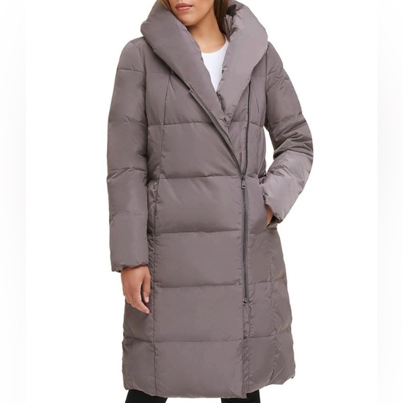 Cole Haan Puffer Coat M Signature Taffeta Down Quilted Oversize Hooded Front Zip - Picture 1 of 12